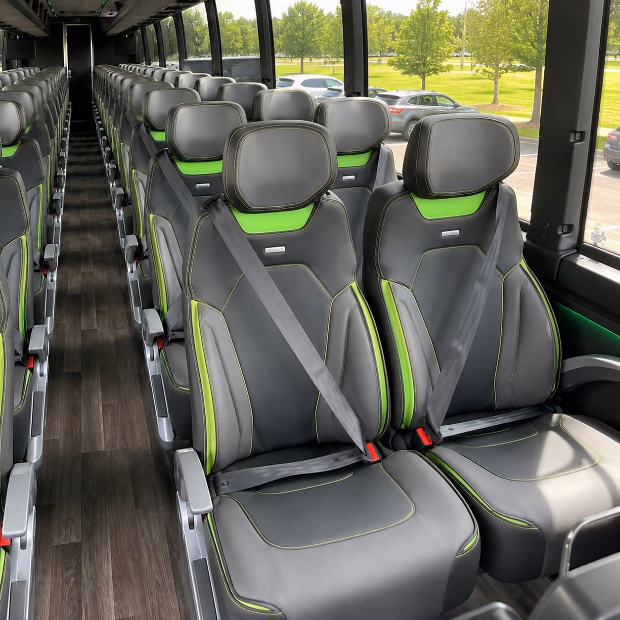 56 passenger charter bus inside